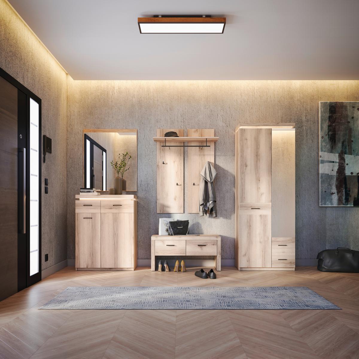 Komoda VANCOUVER - barvy dubu/antracitová, Moderní, kov/kompozitní dřevo (75/99/38cm)