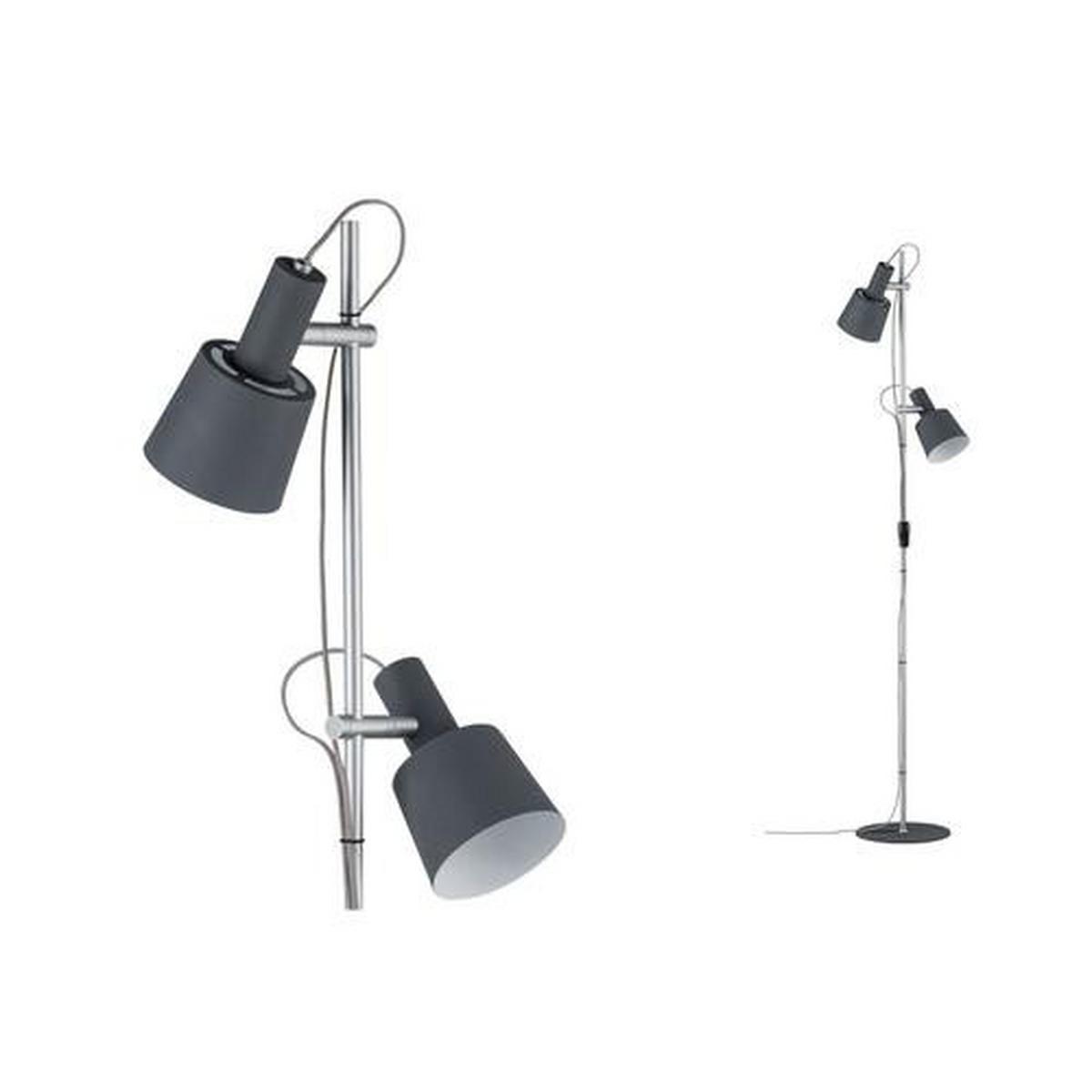 Stehlampe Haldar Dimmbar Chromfarben/dunkelgrau - Chromfarben/Dunkelgrau, Design, Metall (30/152cm) - Paulmann