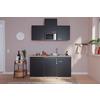 Miniküche Mit Mikrowelle + Kühlschrank 150 Cm Schwarz - Eichefarben/Schwarz, Basics, Holzwerkstoff (150cm) - Respekta