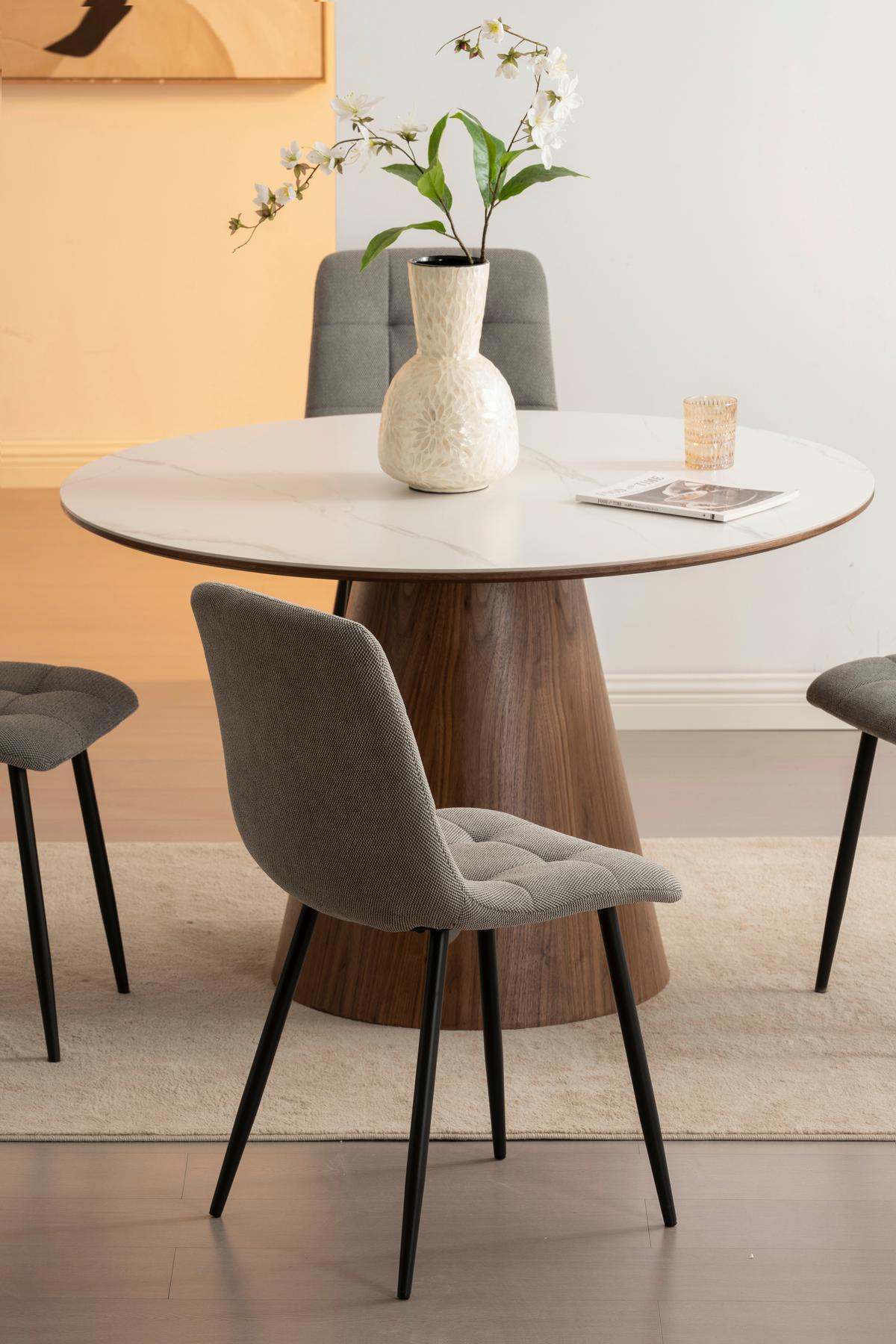 Vierfußstuhl Adea Leinenoptik Grau - Schwarz/Grau, KONVENTIONELL, Holz/Textil (45/88/55cm) - P & B