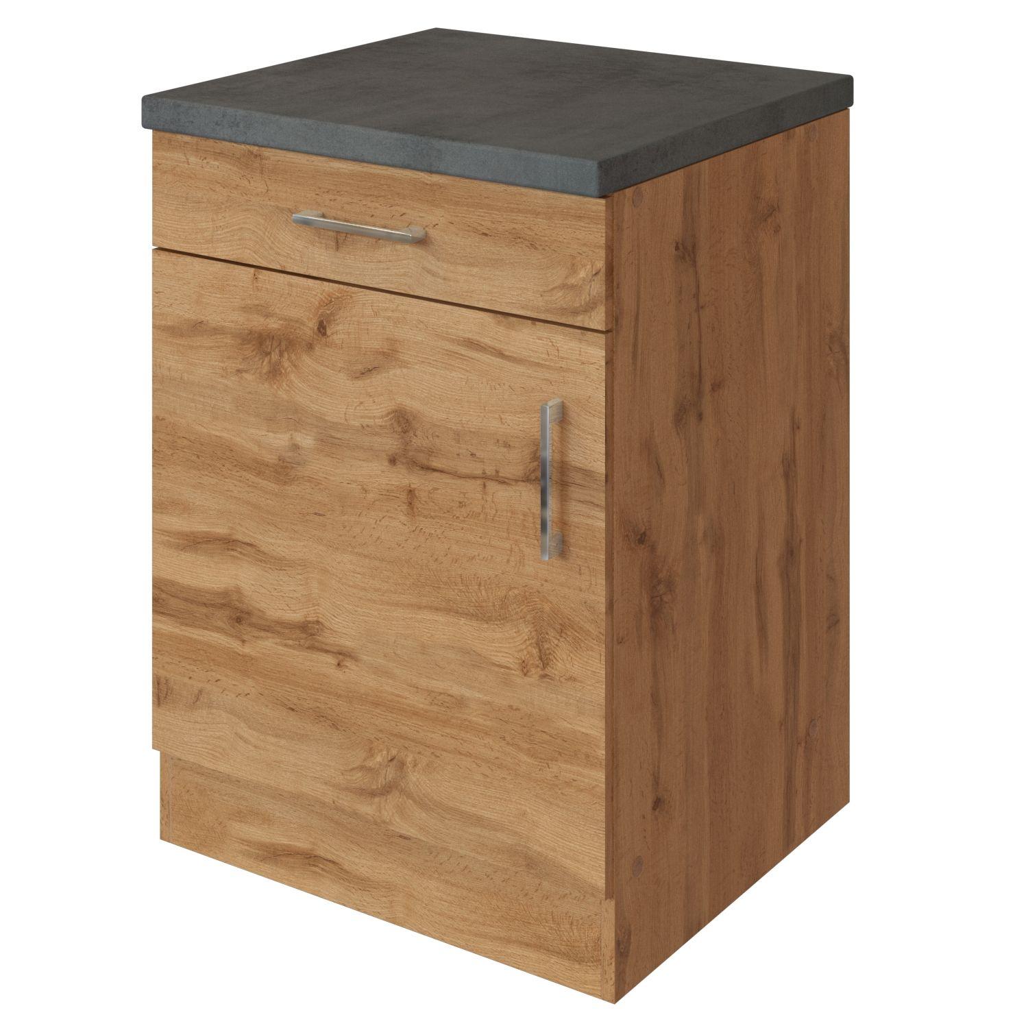 Küchenunterschrank B: 50 cm Eiche Dekor/Anthrazit - Anthrazit/Eiche Wotan, MODERN, Holzwerkstoff (50/85/60cm) - Held