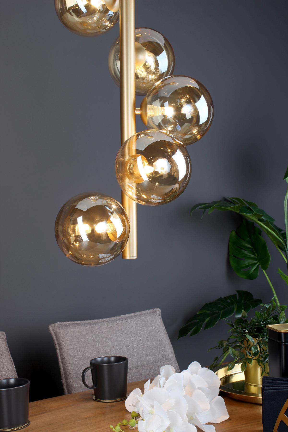 Hängeleuchte 9120-S5 Go - Champagner/Messingfarben, Basics, Glas/Metall (38,1/64,5cm)