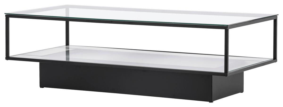 Couchtisch Maglehem - Schwarz, Design, Glas/Metall (130/60/37,5cm) - Livetastic