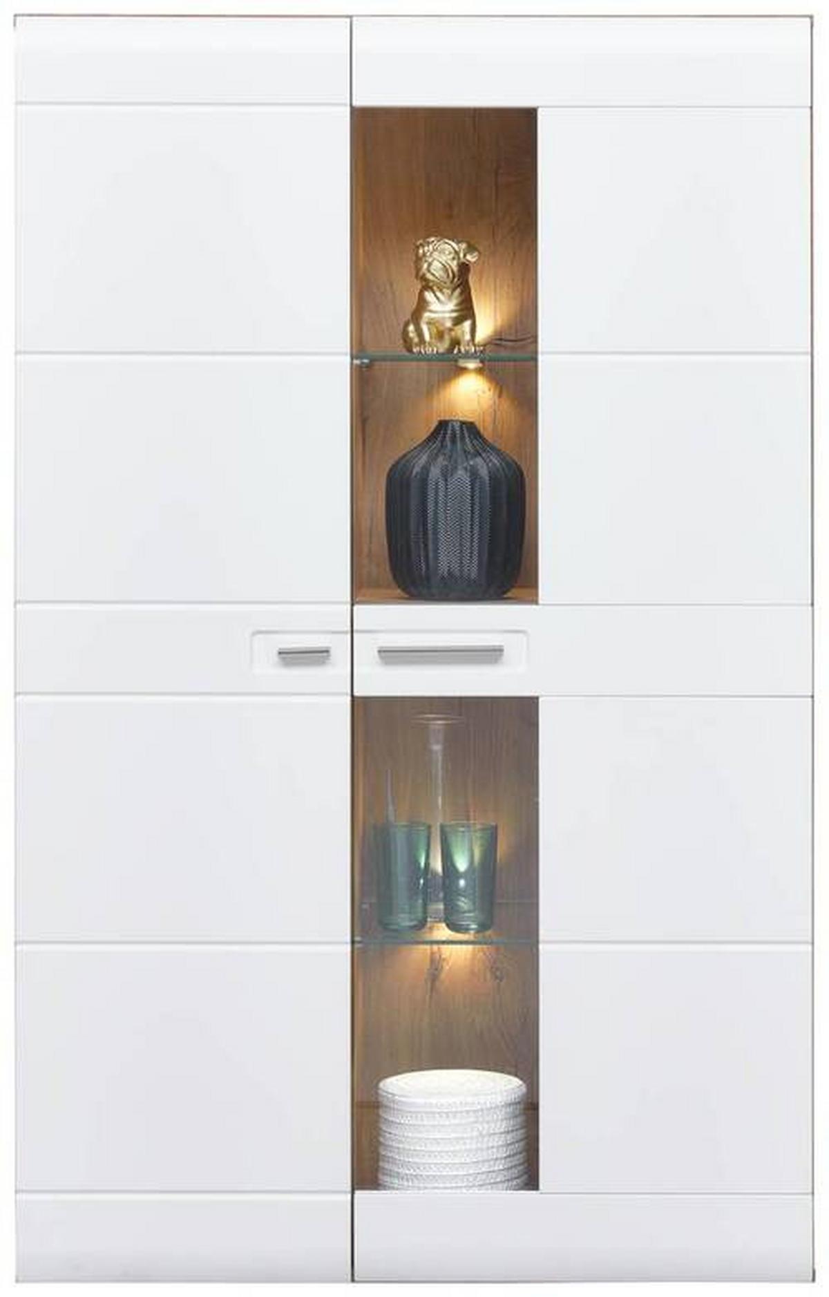 Wohnkombination 4-Tlg. Auris, Weiß/Eiche Dekor - Eichefarben/Weiß, MODERN, Glas/Holzwerkstoff (318,2/204,2/43,1cm) - Luca Bessoni