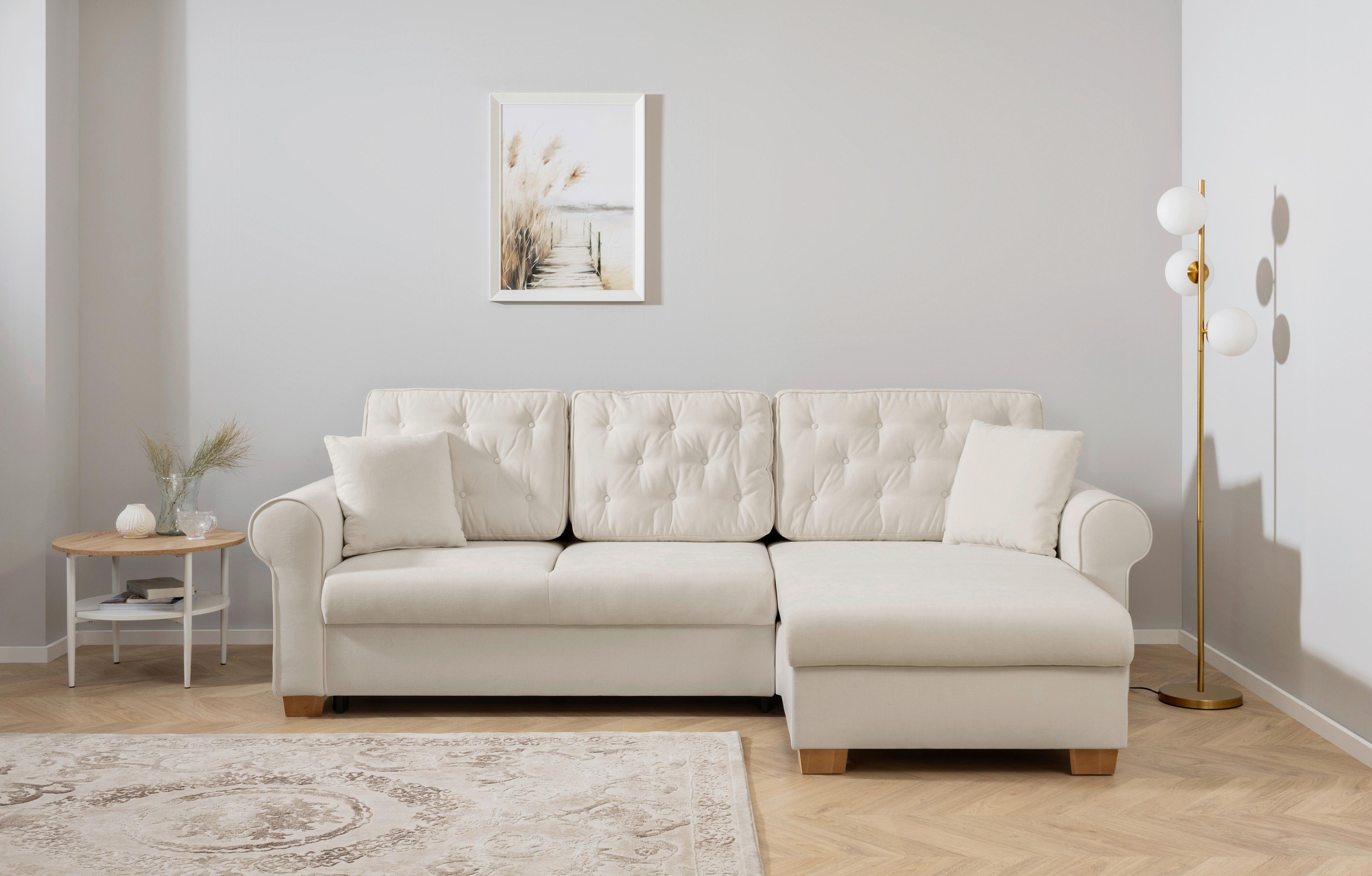 Ecksofa Arles Hellgrau 80 S: 266x161 Cm - Buchefarben/Hellgrau, Design, Textil (266/161cm) - MID.YOU