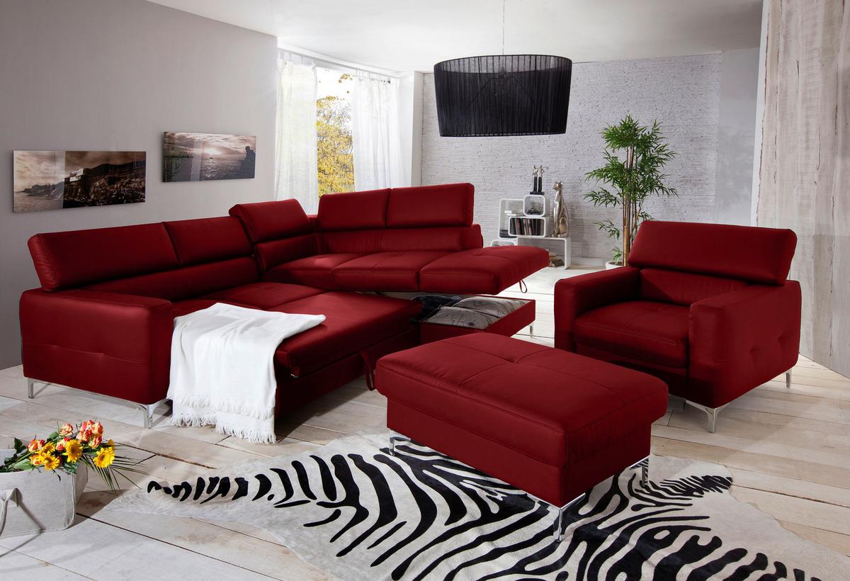 Polstersessel Sammy Rot Leder - Chromfarben/Rot, Design, Leder (99/78-92/106cm) - Livetastic