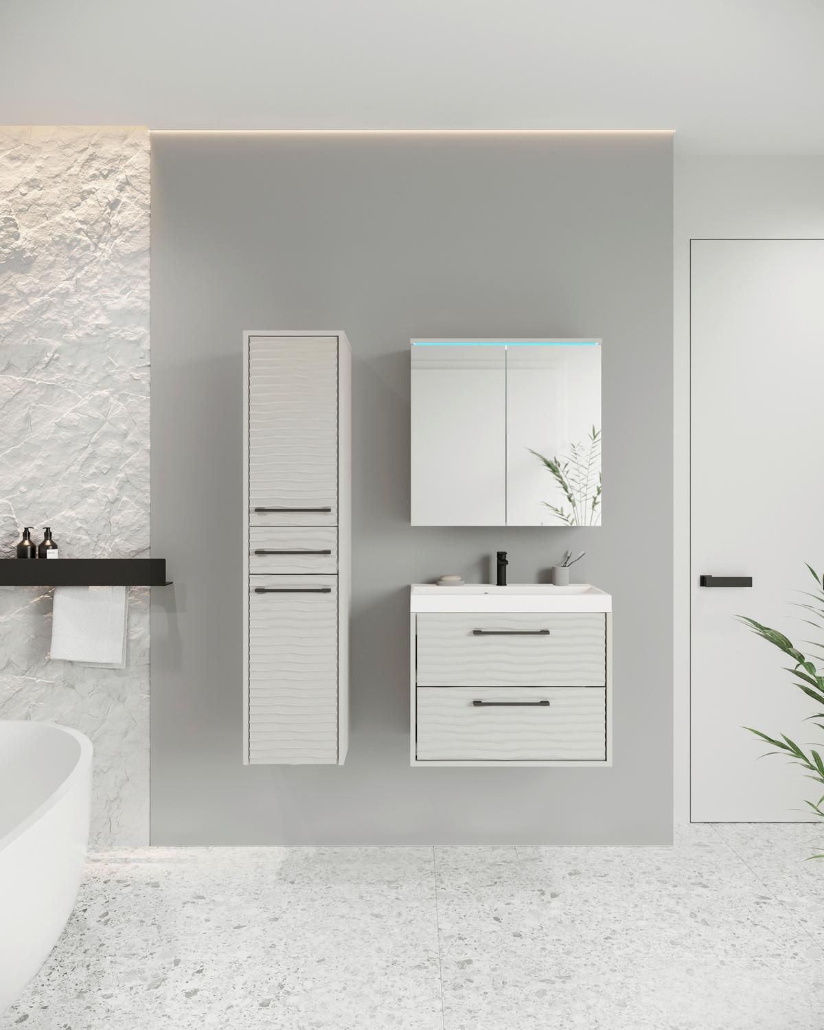 Badezimmer Toronto 4-Teilig Kaschmir/Beige B: 90 cm - Kaschmir/Kastanieneichefarben, LIFESTYLE, Keramik/Holzwerkstoff (90/130/35cm) - P & B