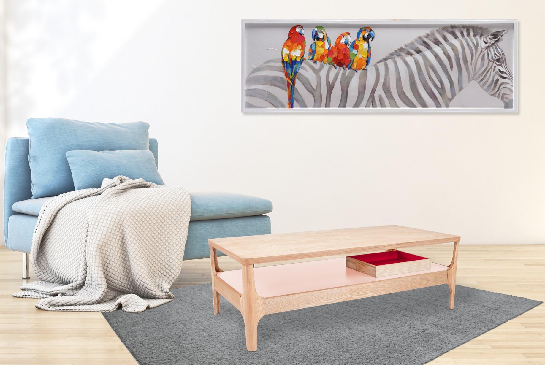 Príručný stolík AVERY - farba jaseňa/svetloružová, Design, drevo (120 cm/40 cm/60 cmcm) - Kayoom