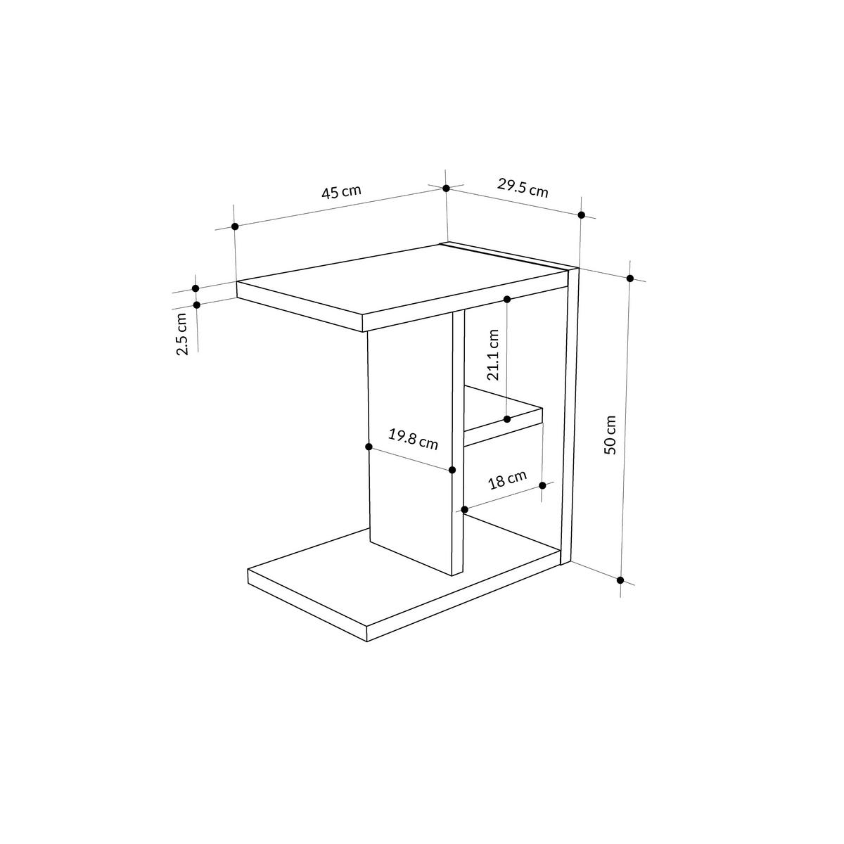 Beistelltisch Komoti Weiß/Anthrazit B: 50 cm - Anthrazit/Weiß, Design, Holzwerkstoff (50/29,5/45cm) - Livetastic