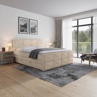 Boxspringbett mit Bettkasten Helsinki 180x200 cm Beige - Beige/Schwarz, MODERN, Holz/Kunststoff (180/200cm) - MID.YOU