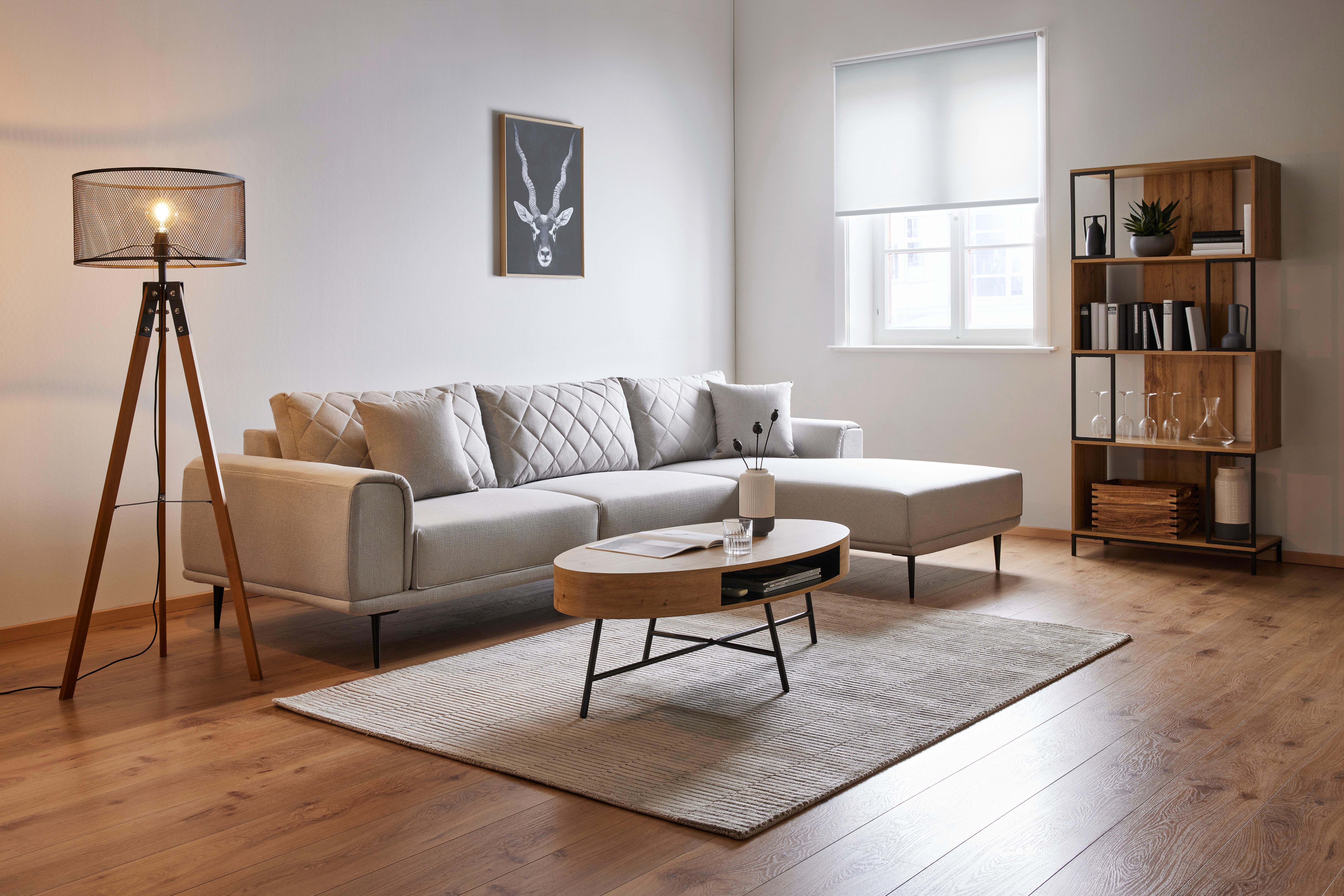 Konferenční Stolek Emilia - černá/barvy dubu, Moderní, kov (120/60/40cm) - Bessagi Home