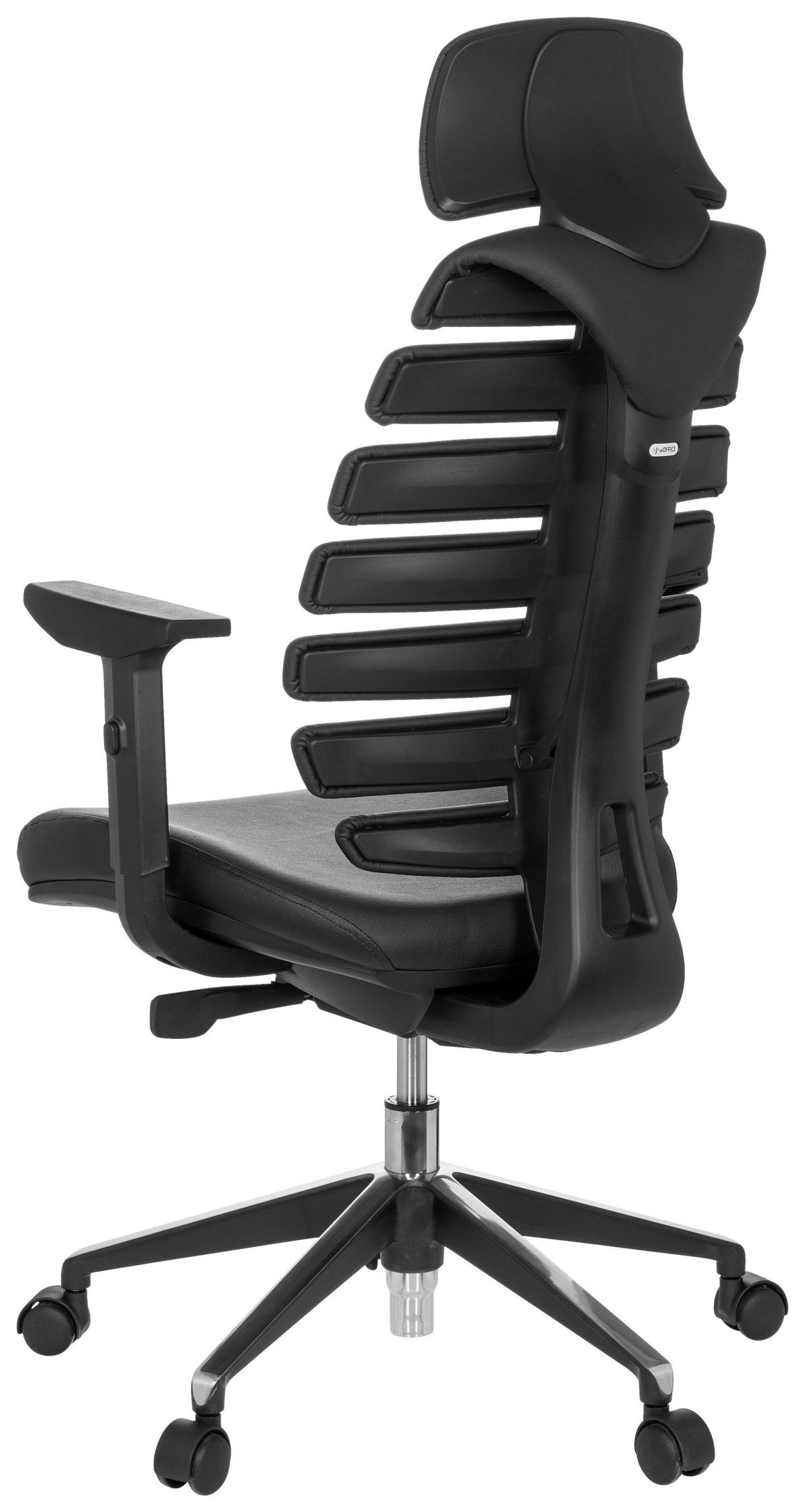 Drehstuhl Ergo Line Ii Pro Schwarz - Alufarben/Schwarz, MODERN, Leder/Kunststoff (65/131/53cm) - MID.YOU