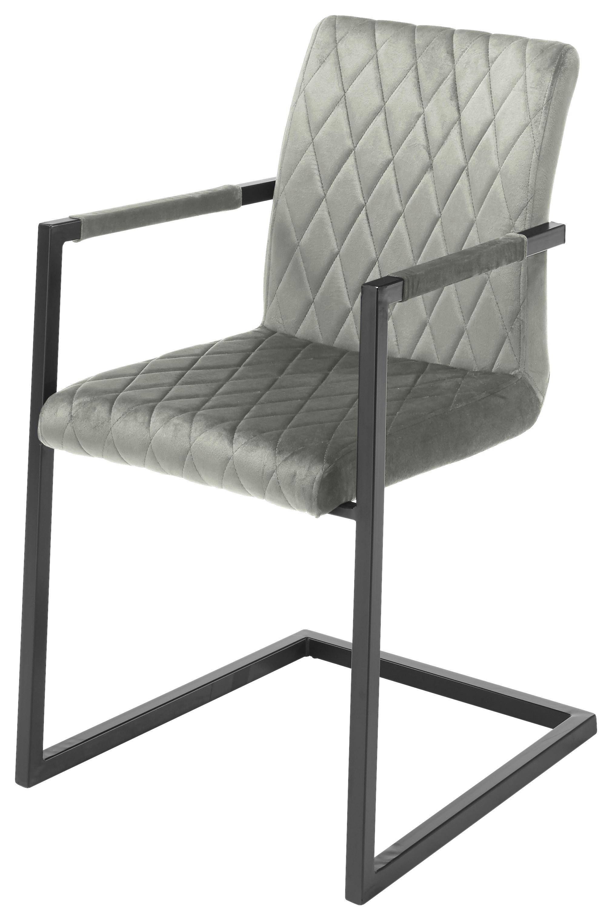 Schwingstuhl Kian Grau/Schwarz Gepolstert - Schwarz/Grau, MODERN, Textil/Metall (54/86/63cm) - MID.YOU