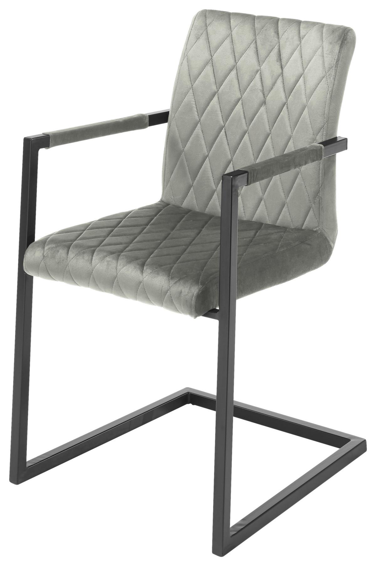 Schwingstuhl Kian Grau/Schwarz Gepolstert - Schwarz/Grau, MODERN, Textil/Metall (54/86/63cm) - MID.YOU
