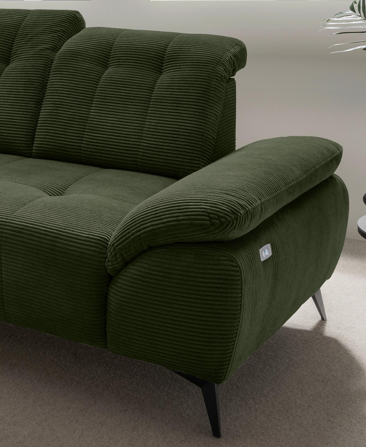 Ecksofa Fiore Dunkelgrün S: 200x272 cm - Dunkelgrün/Schwarz, MODERN, Textil (200/272cm) - Livetastic