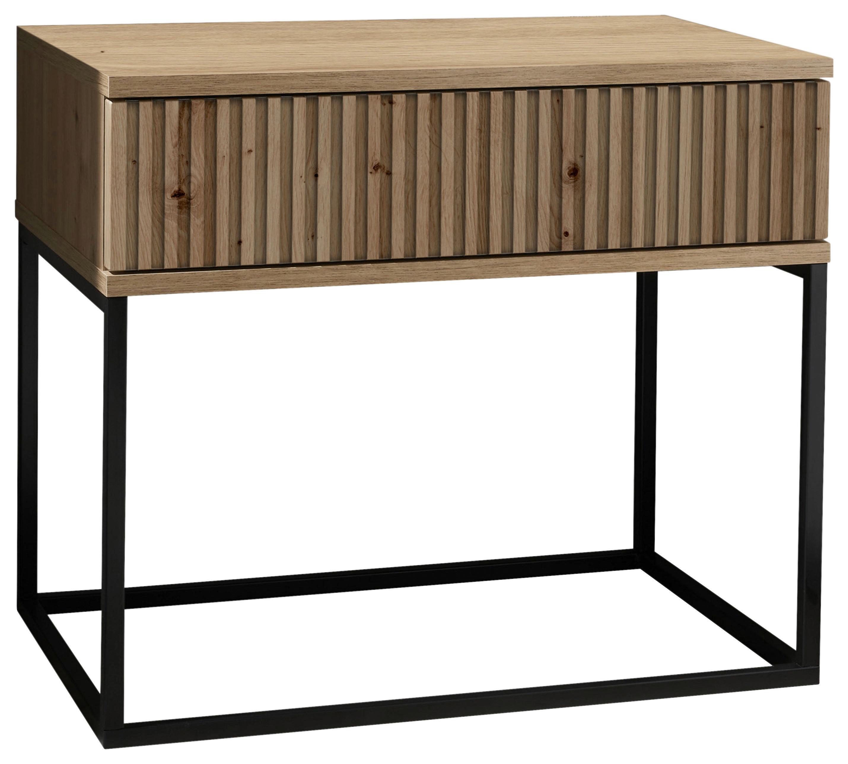 Nachtkästchen Eiche Dekor/ Schwarz H: 52 Cm Marle - Schwarz/Eiche Artisan, MODERN, Holzwerkstoff/Metall (60/52/38,5cm) - Livetastic