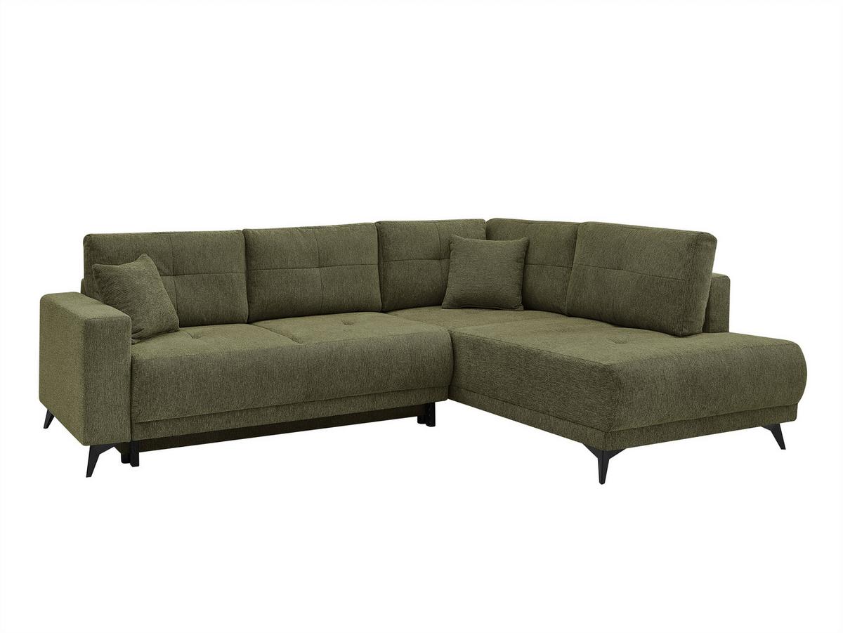 Rohová sedačka TEXAS, pravá, zelená - černá/zelená, Konvenční, dřevo (259/92cm) - Based
