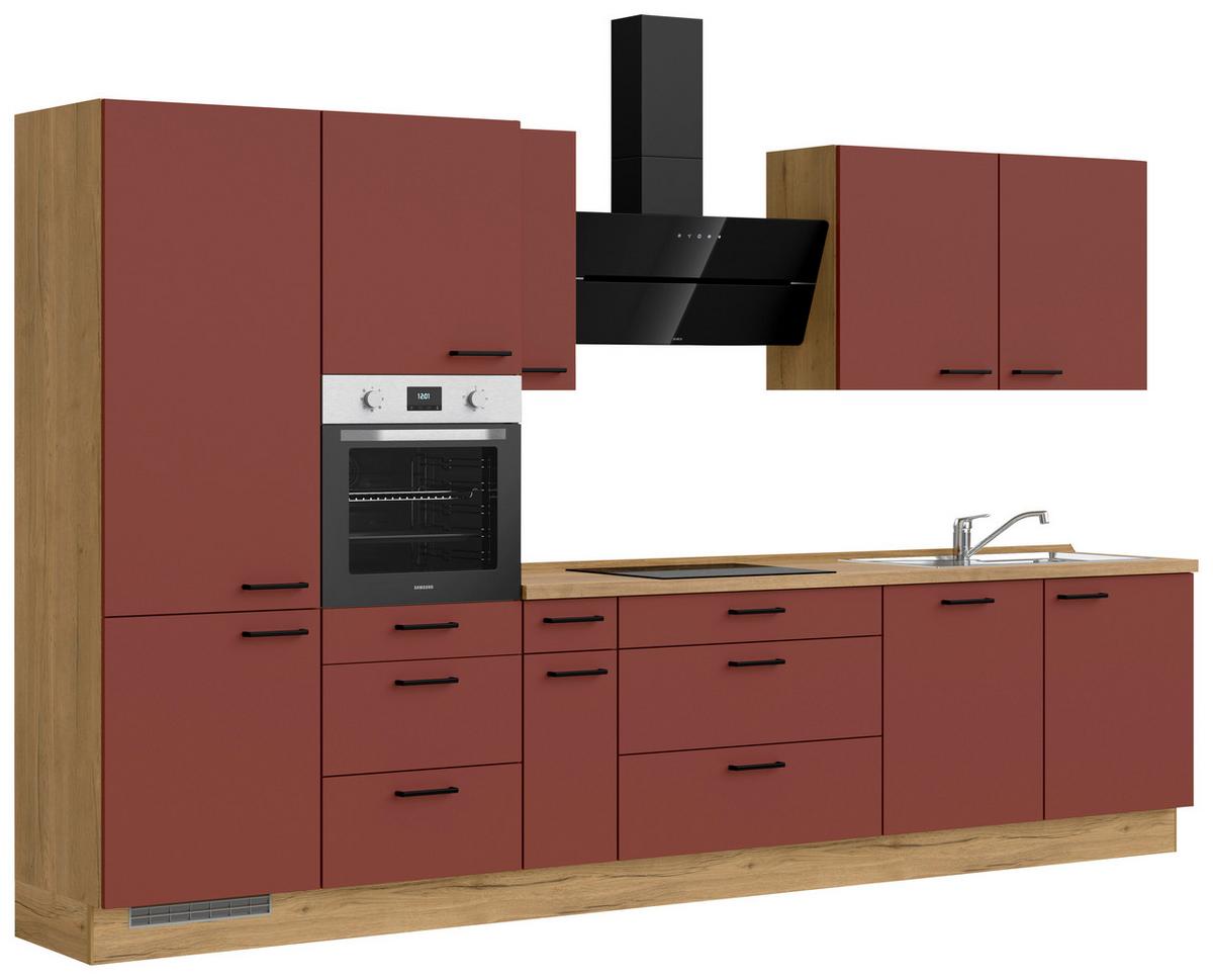 Küchenleerblock Easytouch High-Line, H12 Links - Eichefarben/Rot, MODERN, Holzwerkstoff (360cm) - Nobilia