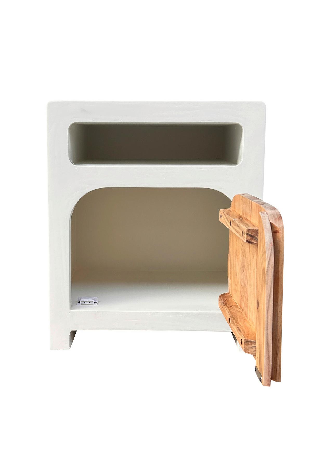 NACHTKÄSTCHEN Naturfarben/Weiß B: 50cm - Weiß/Naturfarben, Basics, Holz/Holzwerkstoff (50/60/40cm) - Livetastic