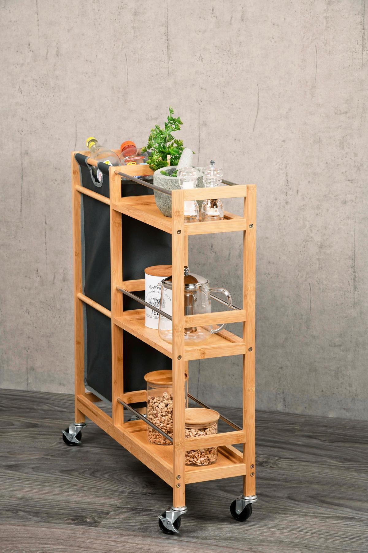 Servierwagen Bambus, Hellbraun, B: 68 Cm - Hellbraun, Basics, Holz/Kunststoff (68/78/20cm) - Kesper