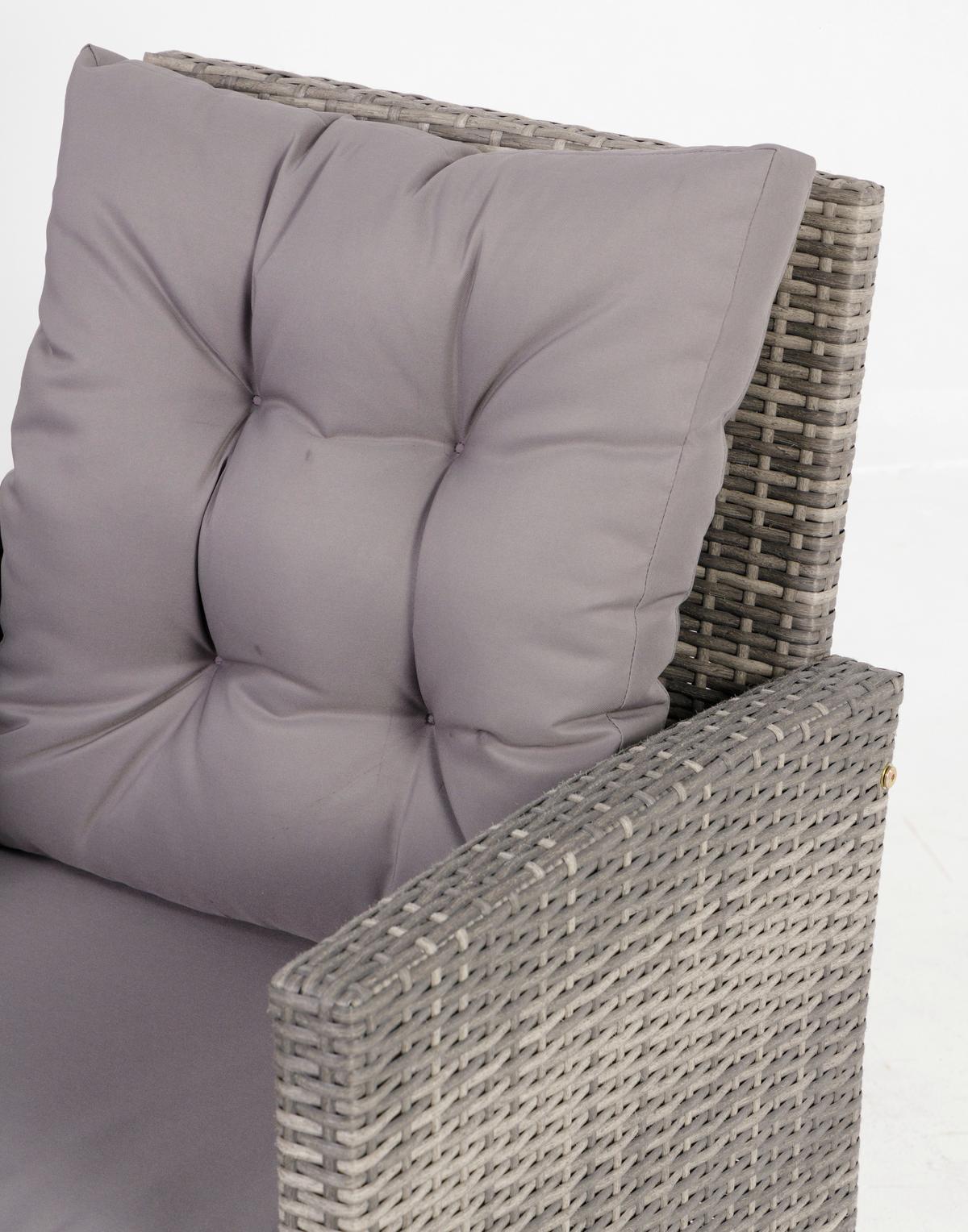 Loungegarnitur 5-tlg. Hadwin, Kunststoffgeflecht Mit Kissen - Dunkelgrau/Grau, MODERN, Holzwerkstoff/Kunststoff (120/70/66cm) - Luca Bessoni