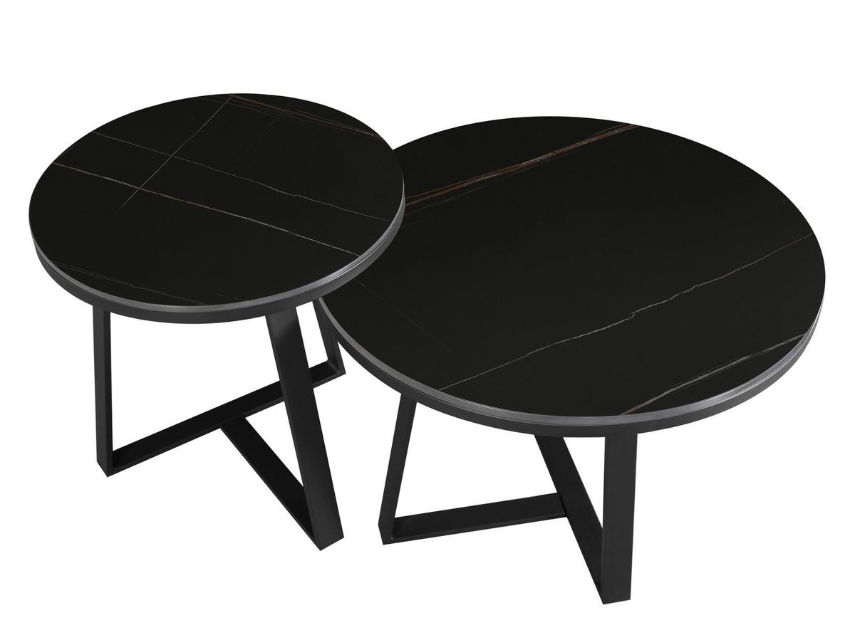 Couchtisch Pete Schwarz D: 69 Cm - Schwarz, MODERN, Stein/Metall (69/40cm) - MID.YOU