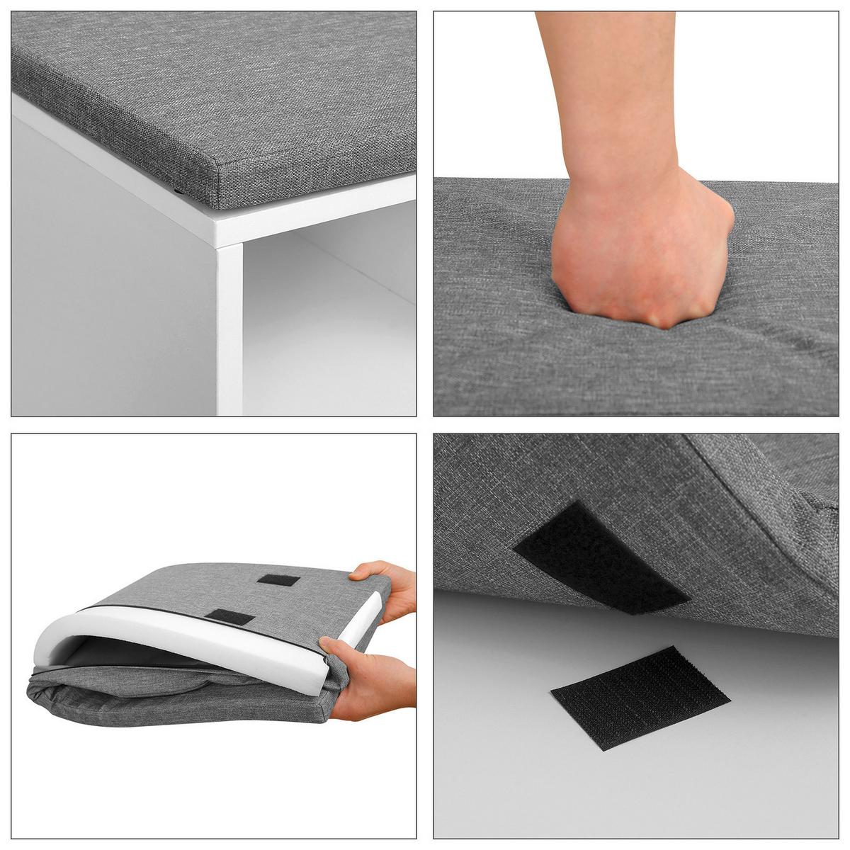 Lavica do predsiene sivá/biela - sivá/biela, Trend, kompozitné drevo (104/48/30cm) - Boxxx