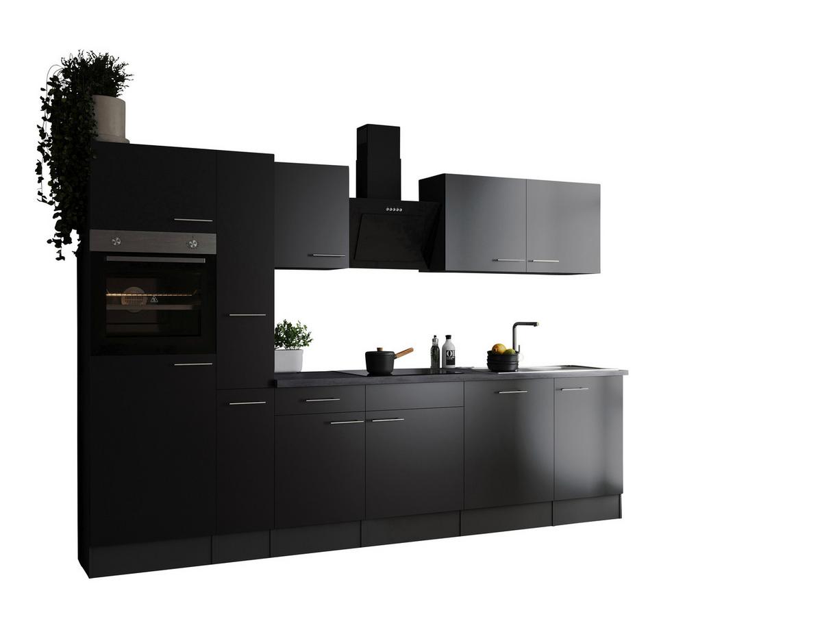 Küchenblock Oliver Grau, Schwarz B: 310 cm - Schwarz/Grau, Design, Holzwerkstoff (310cm) - Respekta