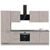 Kuchynská linka 300 cm, šedý betón/ kamenná šedá - sivá/farba ušľachtilej ocele, Modern, kov/kompozitné drevo (300cm) - Nobilia