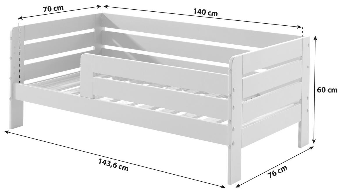 Kinder-/juniorbett Grau Lackiert 70x140 Cm - Naturfarben/Grau, MODERN, Holz/Holzwerkstoff (70/140cm) - MID.YOU