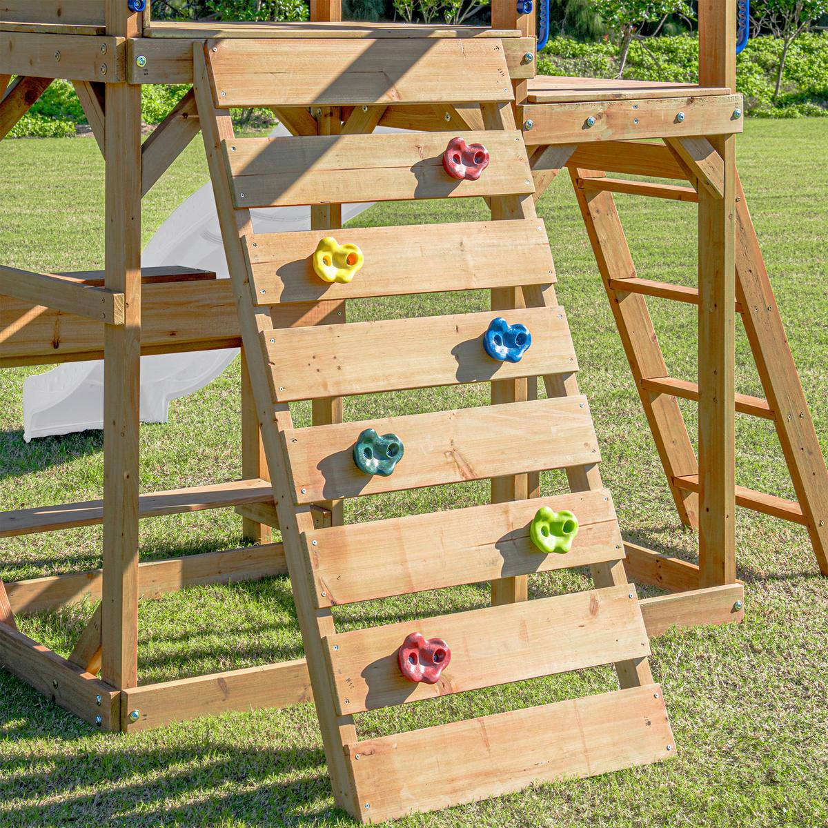 Spielturm mit Rutsche Weiss - Anthrazit/Braun, Basics, Holz/Kunststoff (482/500/338cm) - Ambia Garden