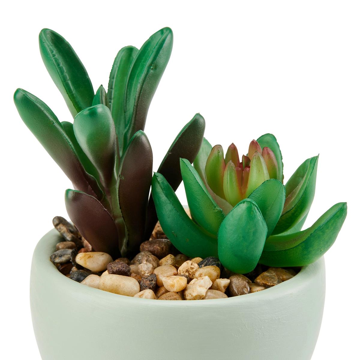Kunstpflanze Sukkulente Grün/ Lila L: 23 cm, Herkol - Lila/Mintgrün, MODERN, Keramik/Kunststoff (9/8/23cm) - Luca Bessoni