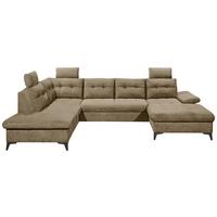 Sedacia súprava DURBAN U, ľavá, piesková - čierna/piesková, Konventionell, textil/plast (218/324/170cm) - MID.YOU