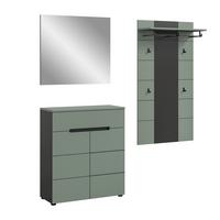 Garderobe Canu 3-teilig Grau/grün B: 175 Cm - Graugrün/Grau, Design, Holzwerkstoff (175/190/37cm) - Livetastic