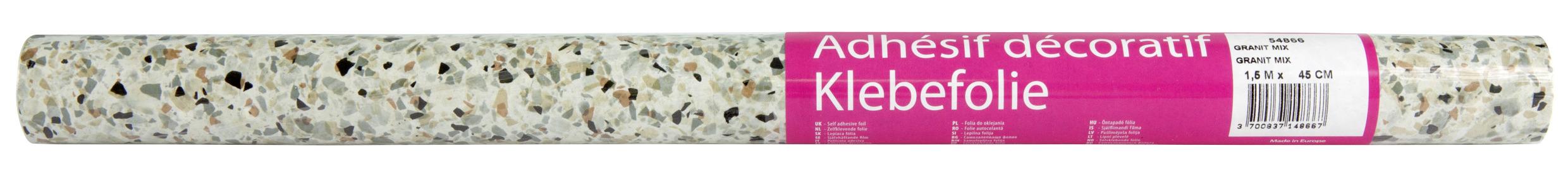 Klebefolie Steinoptik Granit Mix 45x150 cm - Schwarz/Weiß, Basics, Kunststoff (45/150cm)