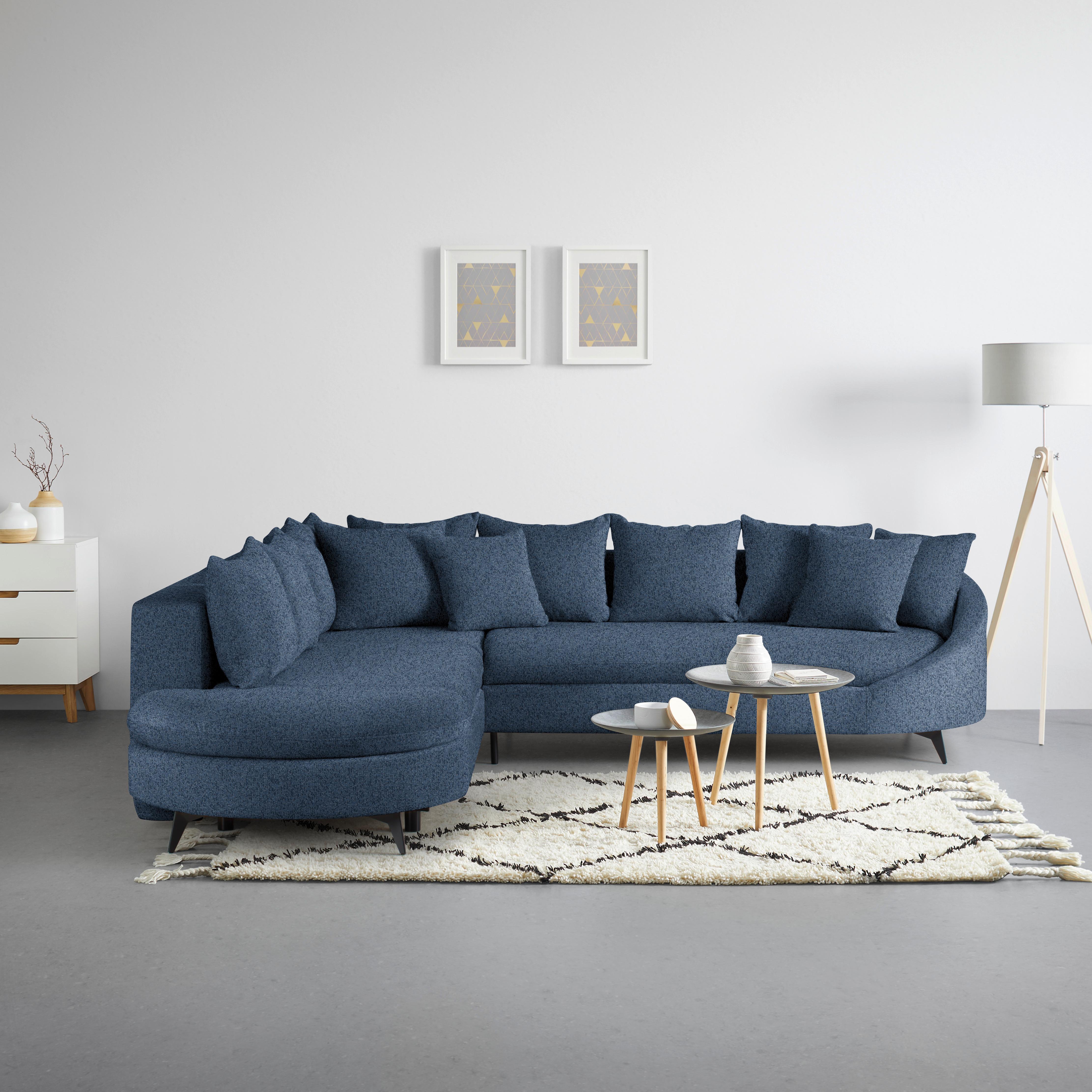 Rohová sedačka AXEL, ľavá, tmavomodrá tkanina - čierna/tmavomodrá, Modern, kov/textil (250/291cm) - Mömax