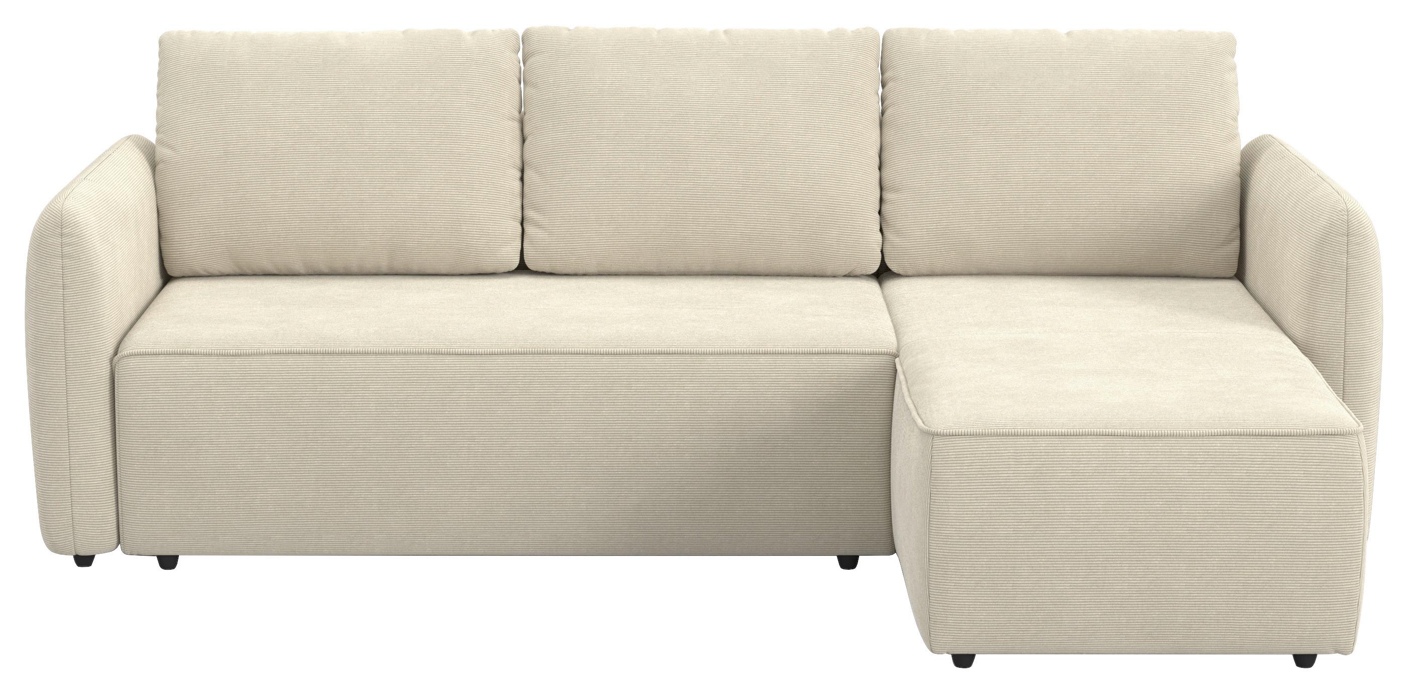 Ecksofa mit Bettfunktion Flow Cord beige, B: 239cm - Beige/Schwarz, Trend, Textil (239/170cm) - MID.YOU