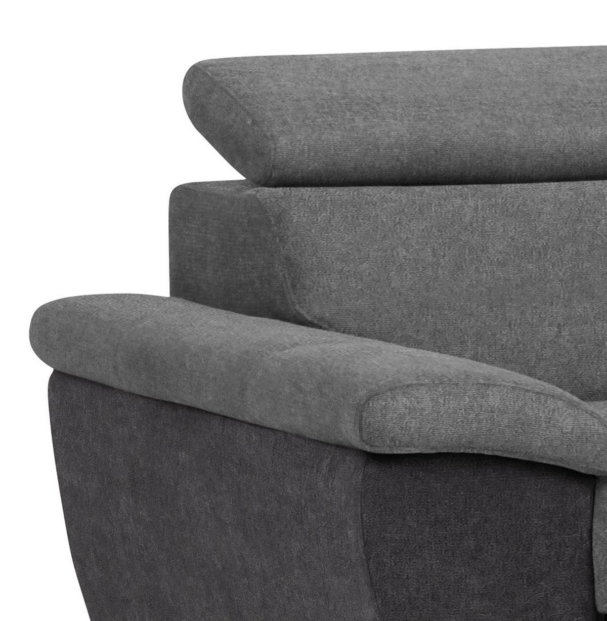 Ecksofa Mit Schlaffunktion Antero Und Bettkasten Grau - Chromfarben/Dunkelgrau, Design, Textil (262/216cm) - Livetastic