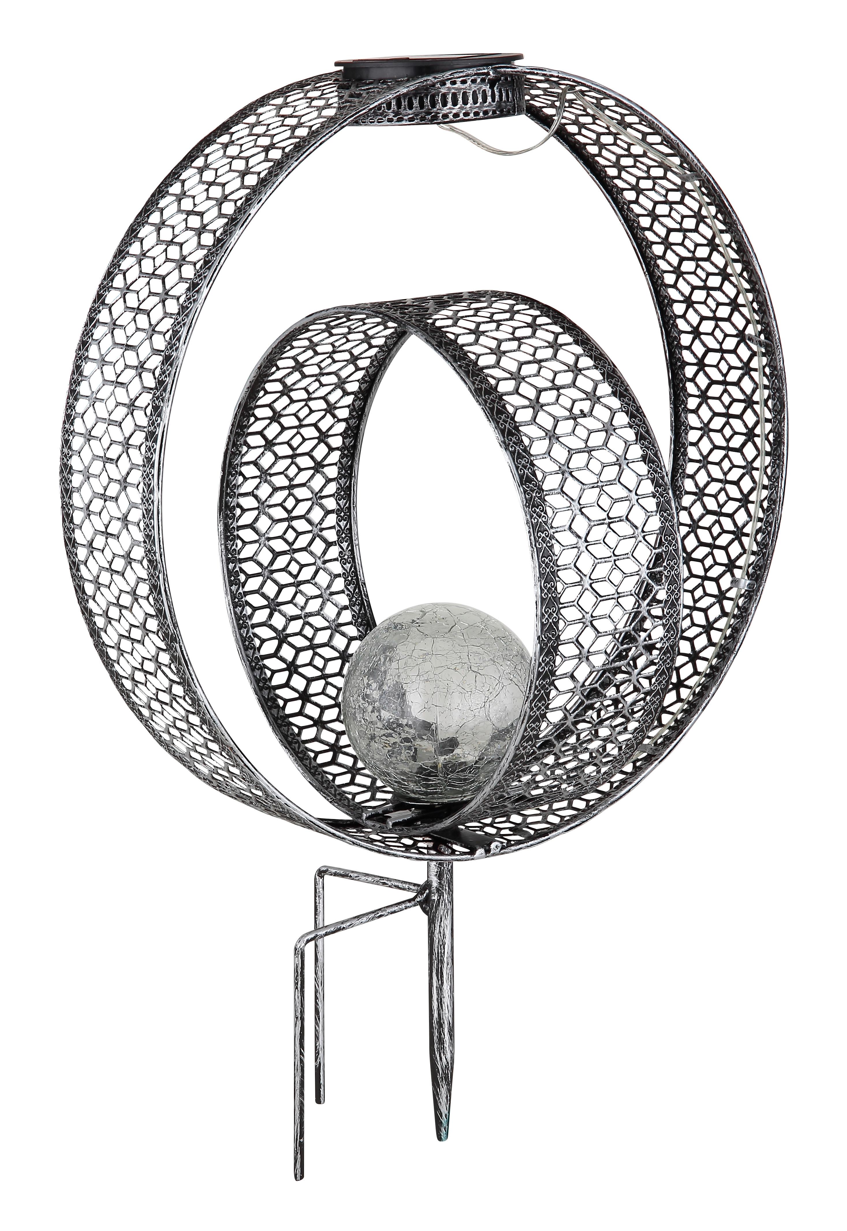 Solarleuchte 33644 - Klar/Silberfarben, Design, Glas/Metall (30/20/42cm) - Globo