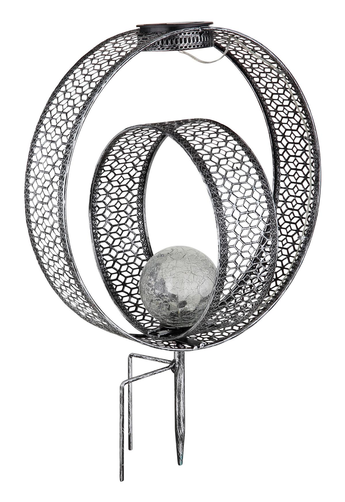 Solarleuchte 33644 - Klar/Silberfarben, Design, Glas/Metall (30/20/42cm) - Globo