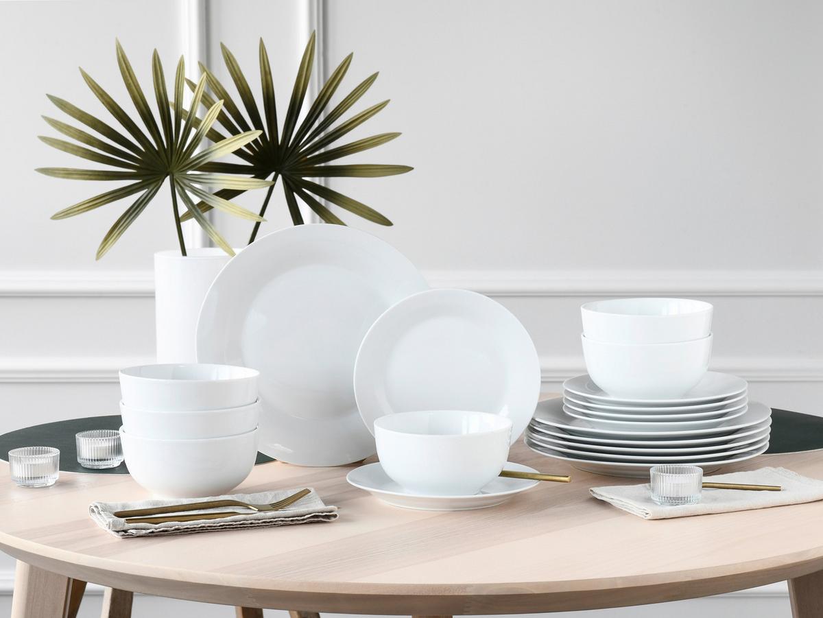 Tafelservice Porzellan, Weiß, 18-Teilig - Weiß, Basics, Keramik - Creatable