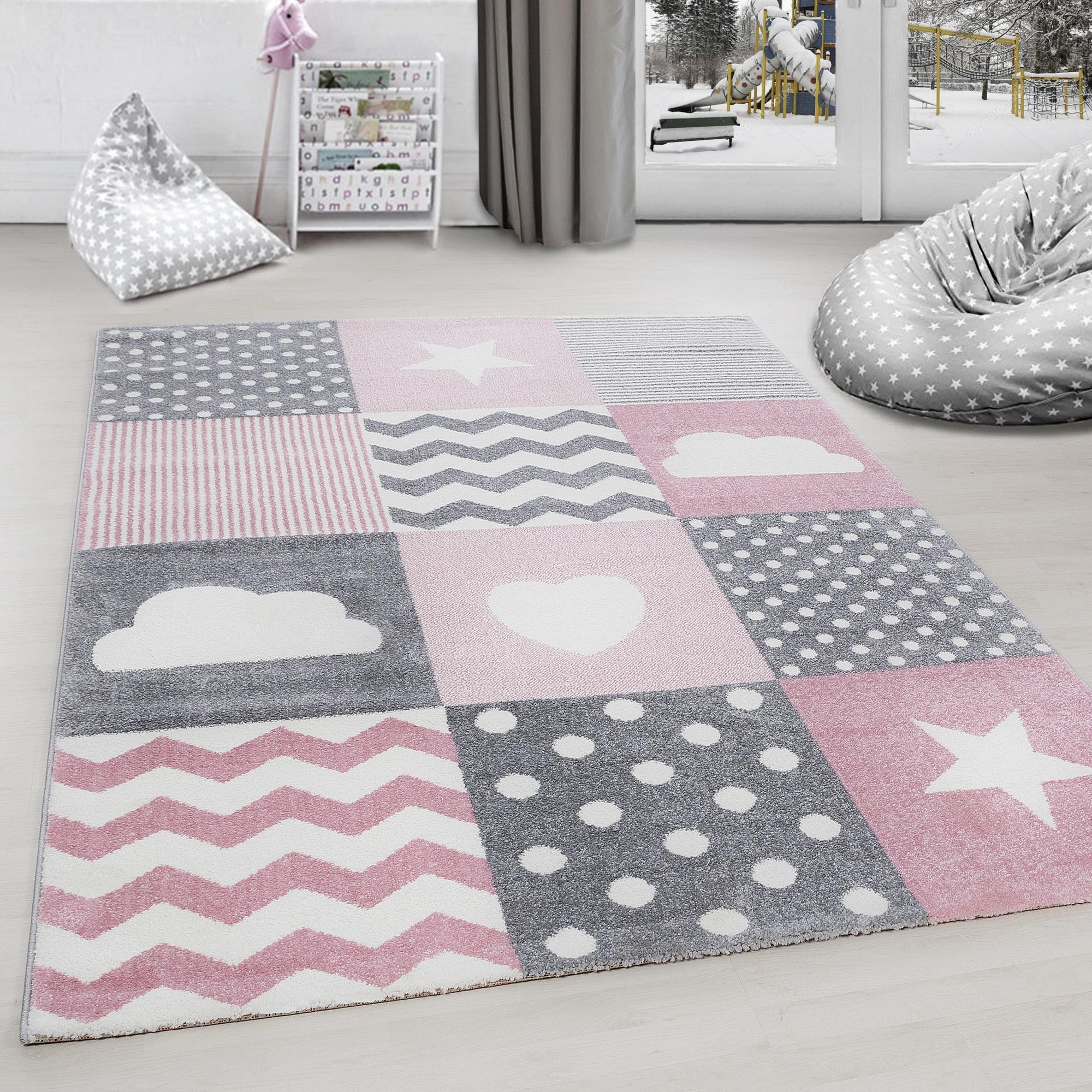 Detský koberec 160x230 cm - pink/sivá, Trend, textil (160/230cm) - Ben'n'jen