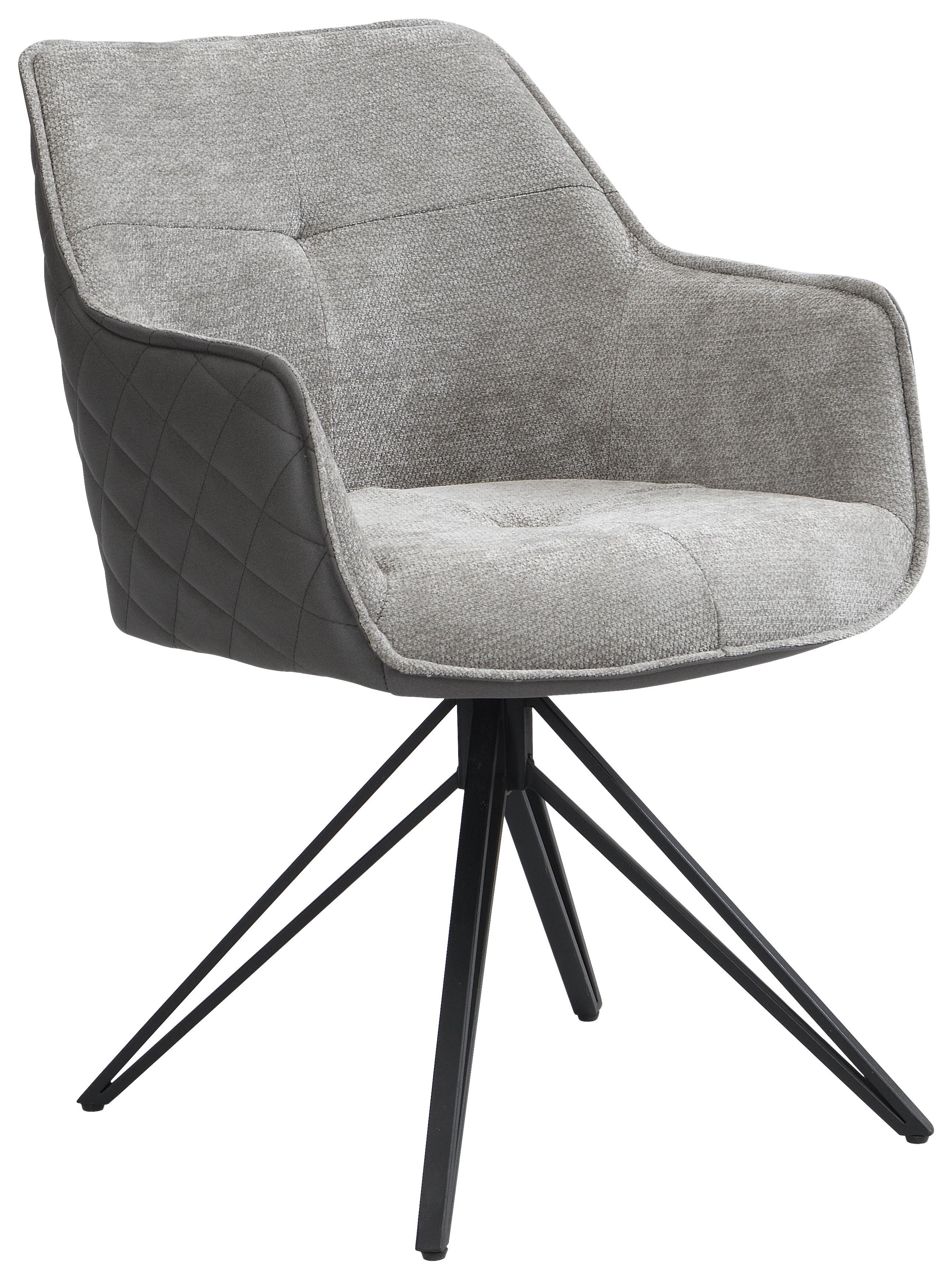 Armlehnstuhl Aurelia Dunkelgrau/Schwarz B: 57 cm - Dunkelgrau/Schwarz, MODERN, Textil/Metall (57/82/61cm) - Livetastic