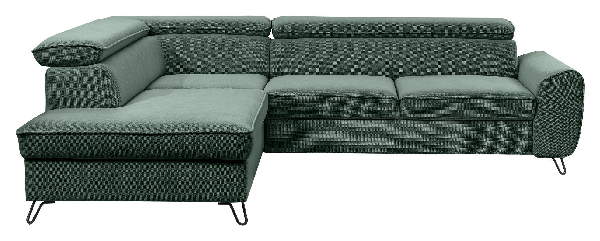 Rohová sedačka IDYLLA, levá lesní zelená,úl.prostor,lůžko - černá/lesní zelená, Design, kov/textil (200/250cm)