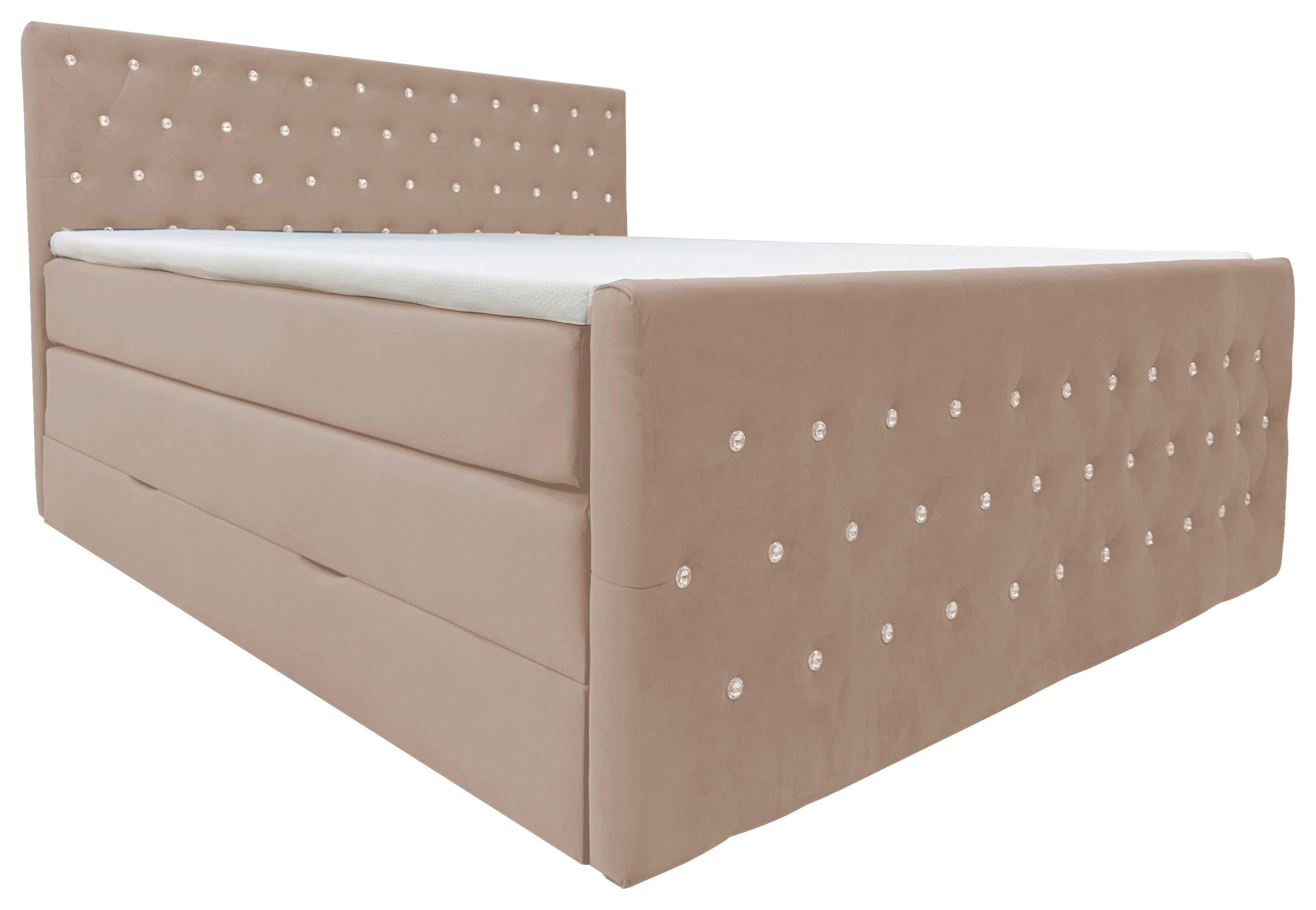 Boxspringbett Elza Beige, Lf: 180x200 cm - Beige, MODERN, Textil (180/200cm) - Livetastic