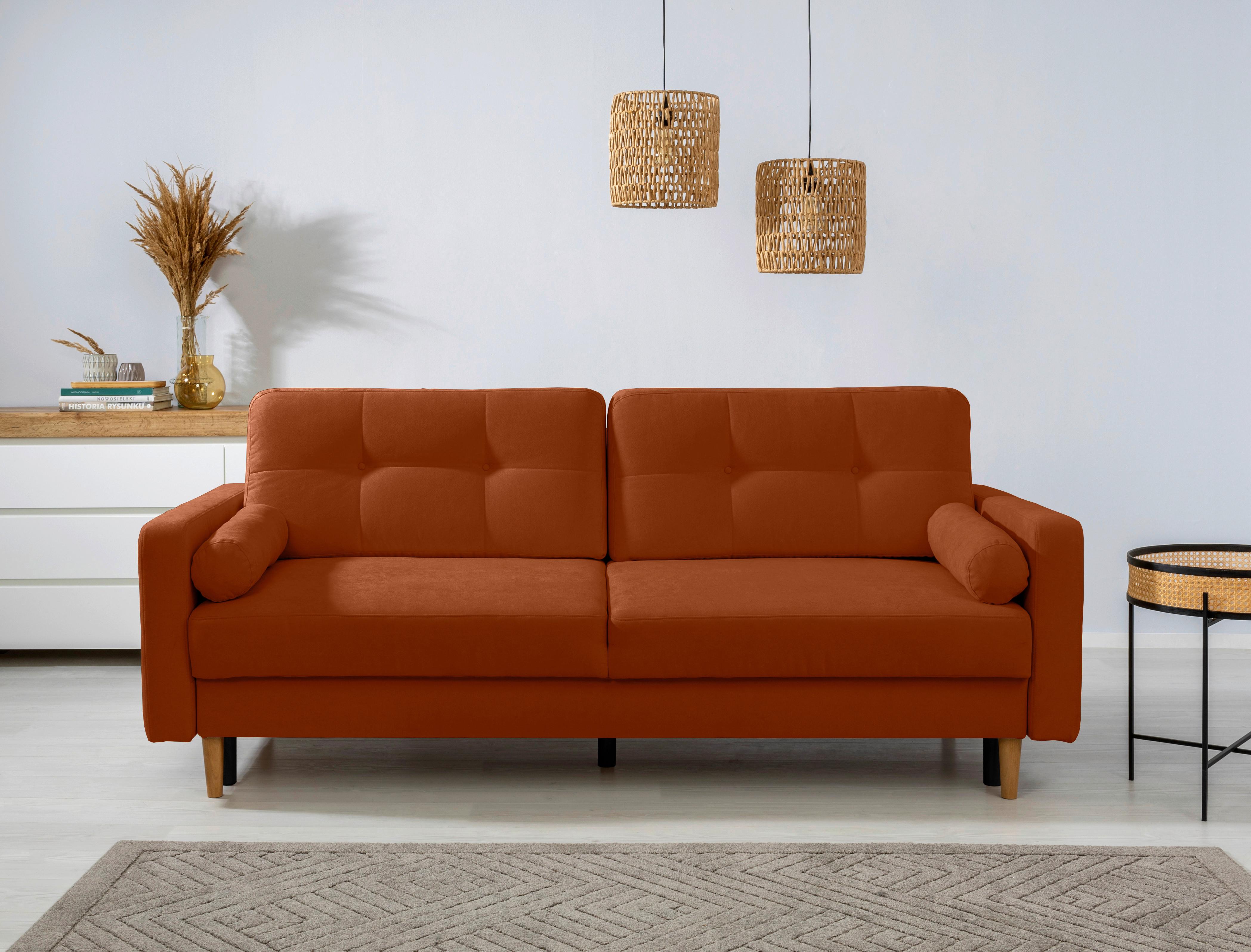 Schlafsofa Noret, Terracotta B: 222 Cm - Buchefarben/Terracotta, Design, Textil (222/93/99cm) - MID.YOU