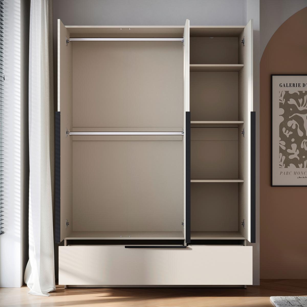 ŠATNÍ SKŘÍŇ SPIRIT - černá/kašmírová, Konvenční, kov/kompozitní dřevo (134,5/192,9/51cm) - P & B