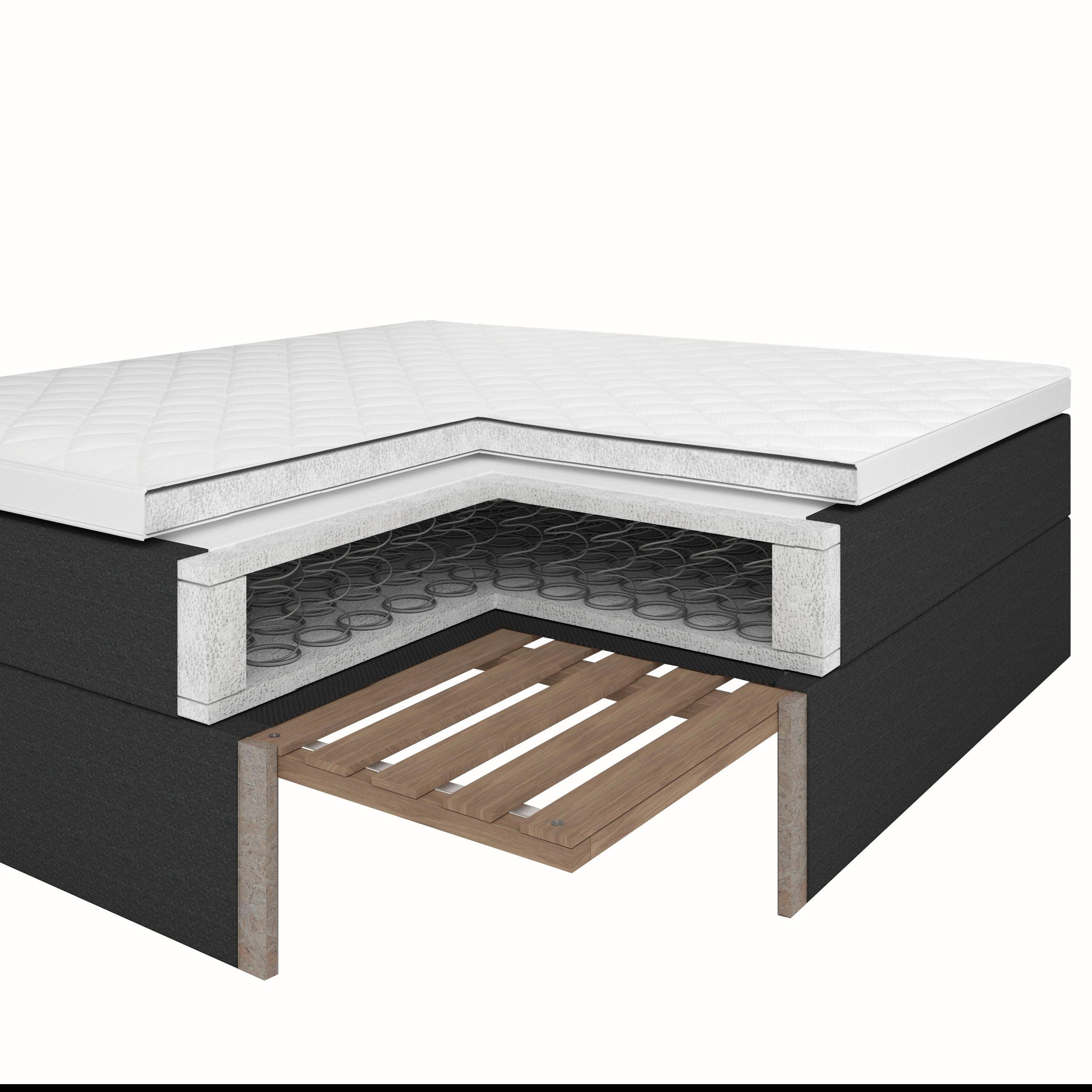 Boxbett mit Topper 140x200 Carolina - Sandfarben/Schwarz, KONVENTIONELL, Holz/Textil (140/200cm) - P & B