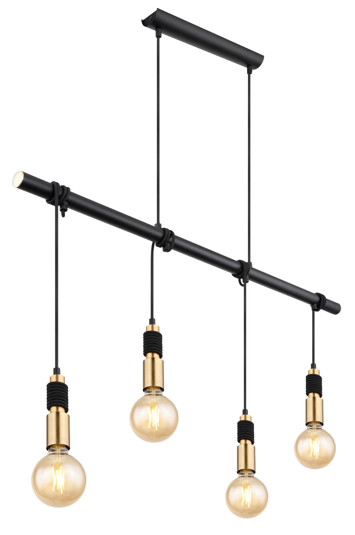 Hängeleuchte H: 120 cm 4-Flammig - Messingfarben/Schwarz, Basics, Metall (100/6/120cm) - Globo