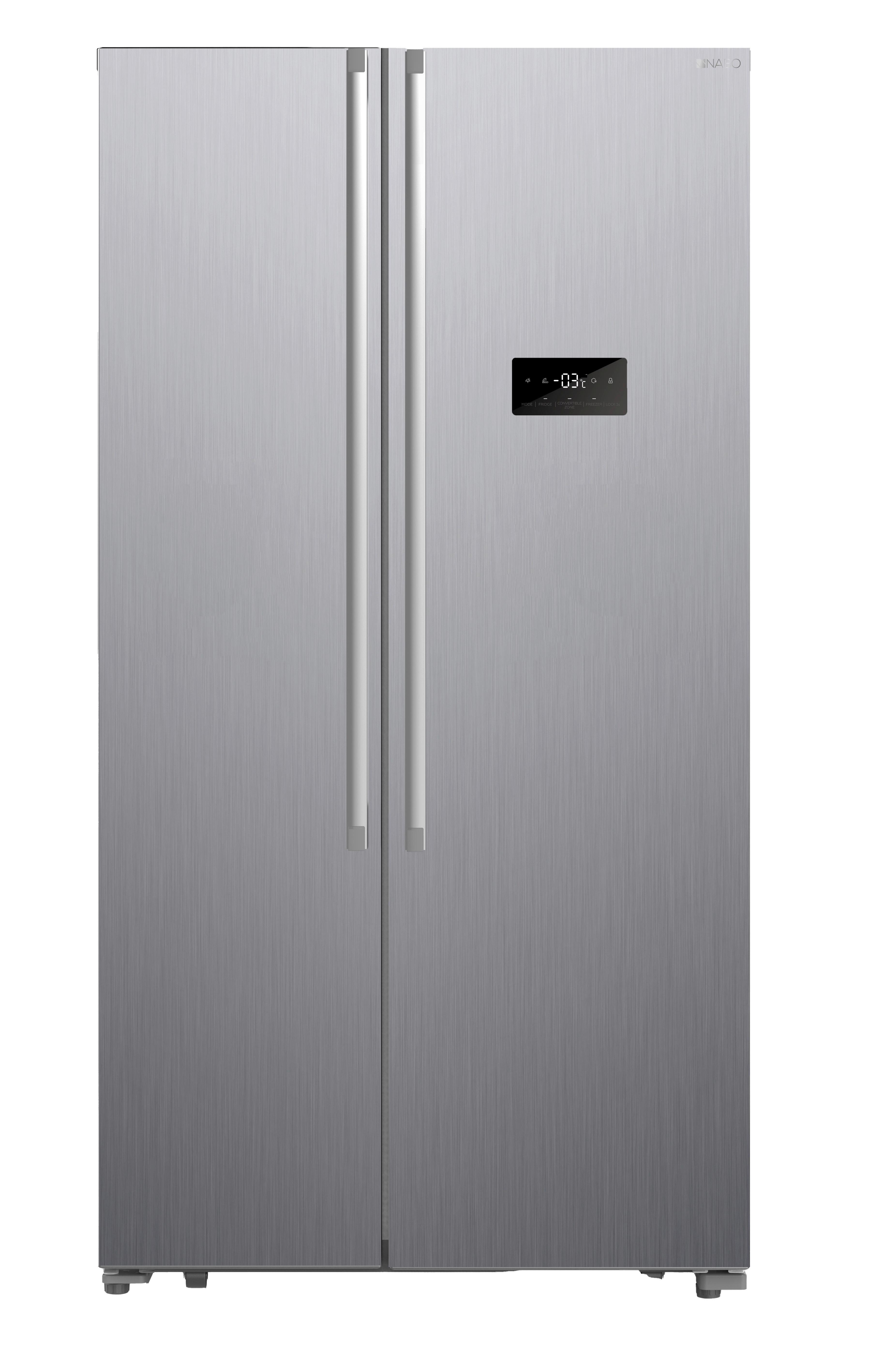 Side-by-side Nabo Sbs 4362 Edelstahlfarben Mit Led-Display - Edelstahlfarben, Basics, Glas/Kunststoff (90/177/59cm) - Nabo